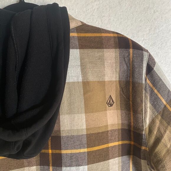 Volcom Khaki Insulated Riding Flannel Shirt Jacket - Sz M (Medium) - Picture 4 of 7